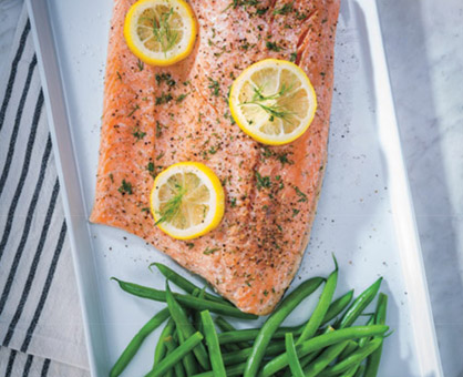 5-Ingredient Slow Cooker Poached Salmon with Green Beans