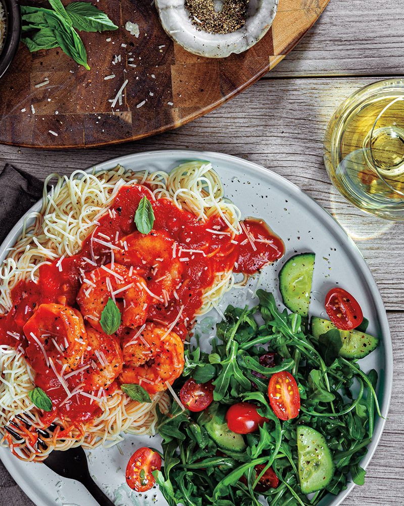 Angel Hair & Shrimp in Garlic Butter Pomodoro