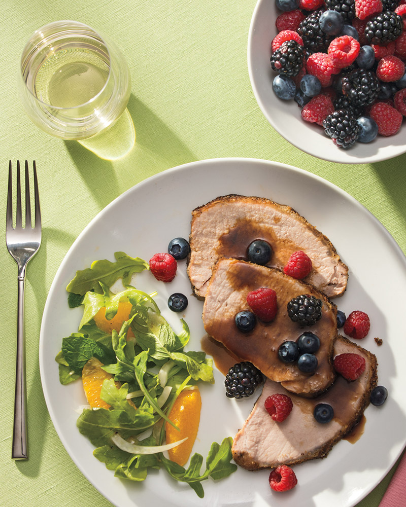 Balsamic-Honey Roast Pork Loin with Fresh Berries