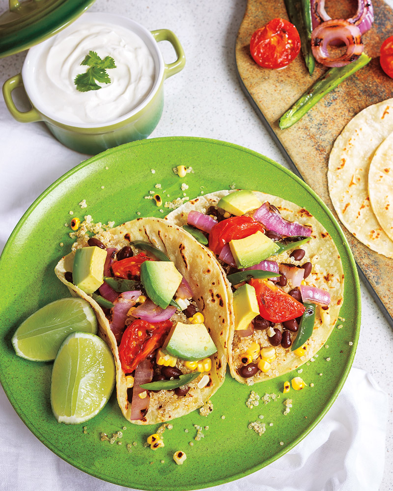 Black Bean, Quinoa & Grilled Veggie Tacos