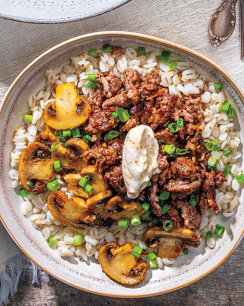 Mushroom-Swiss Burger Bowl