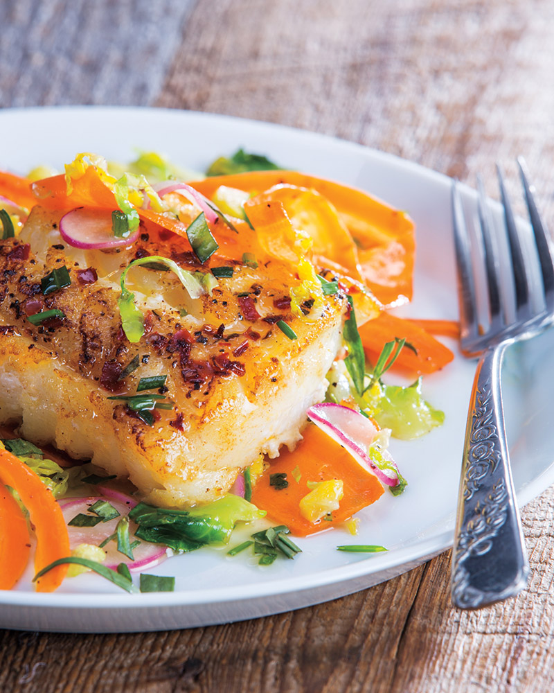 Pan-Seared Cod & Sautéed Vegetables with Lemon-Butter