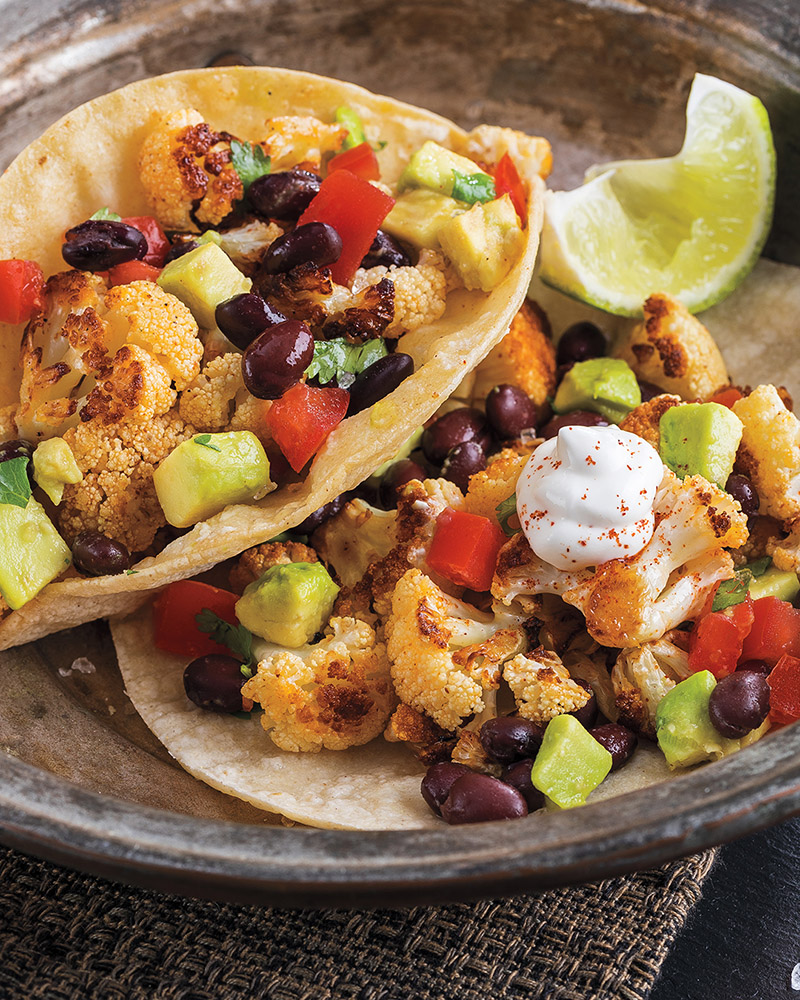 Roasted Cauliflower Tacos with Avocado-Black Bean Salsa