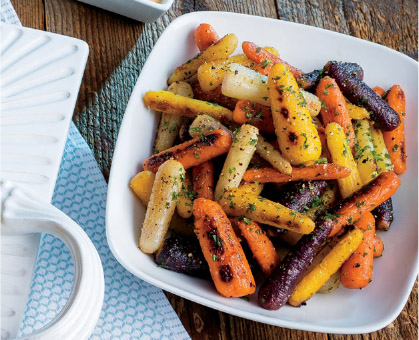 Roasted Rainbow Baby Carrots with Smoky Tahini & Parsley