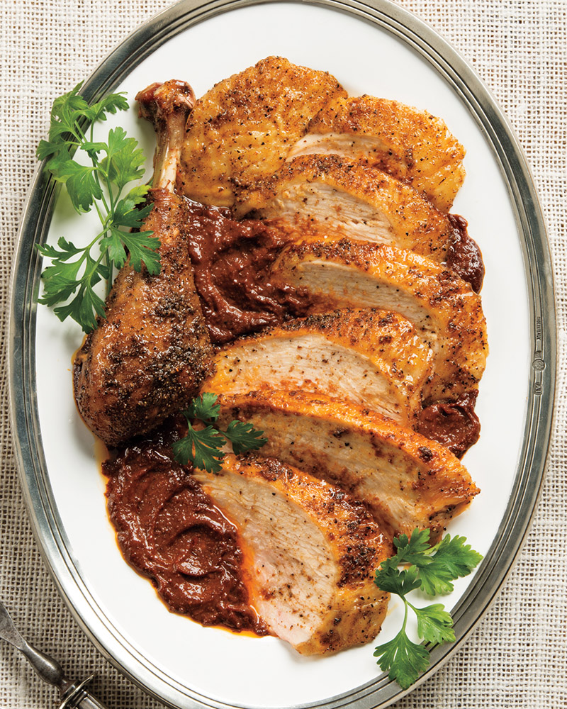 Spice Rubbed Turkey with Cranberry-Walnut Mole