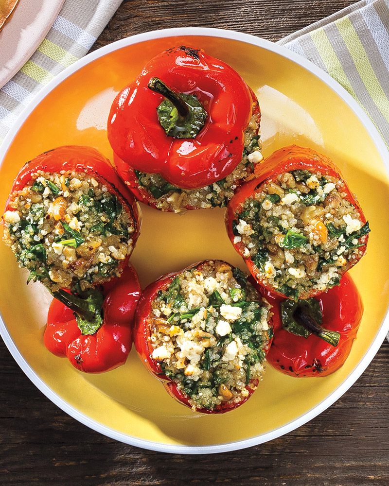 Walnut, Quinoa & Spinach Stuffed Peppers