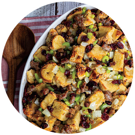 Everything Bagel Stuffing with Sausage & Cranberries 